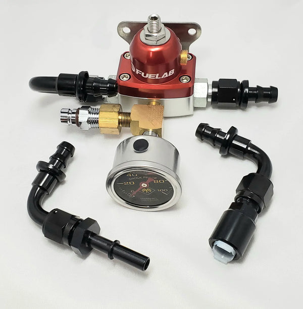 Dfuser Motorsports 1001036 Adjustable Fuel Pressure Regulator with Test Port & Gauge